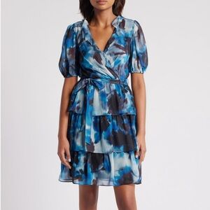 (3/$25) Blue and Black Tiered Dress